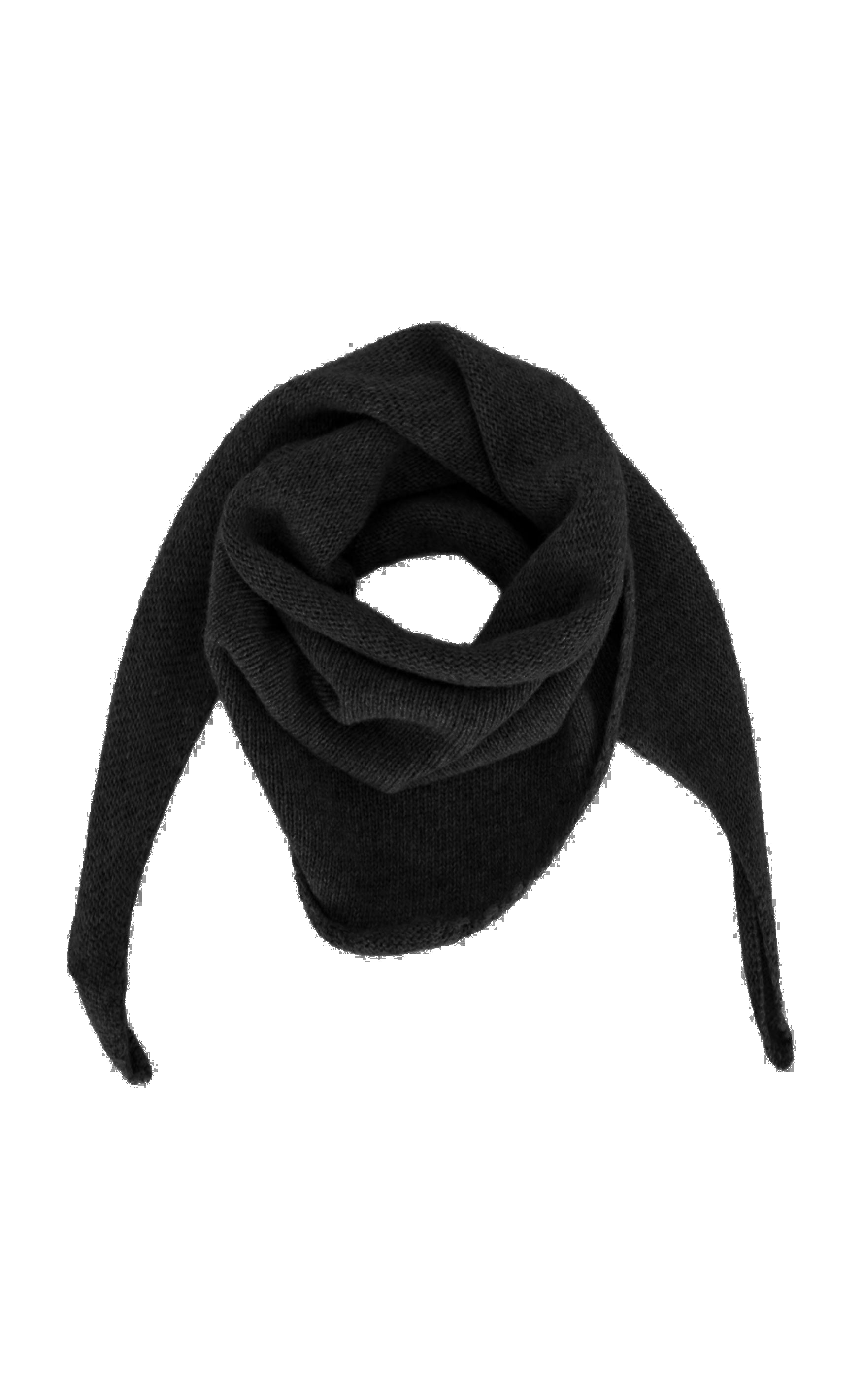 Black Colour Strikket Tørklæde Triangle Black
