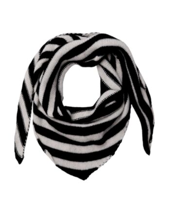 Black Colour Strikket Tørklæde Triangle Striped Black White