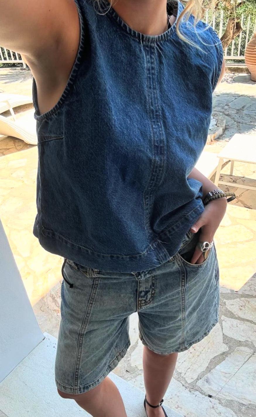 Global Funk Top Rihne-  Vintage Blue Wash