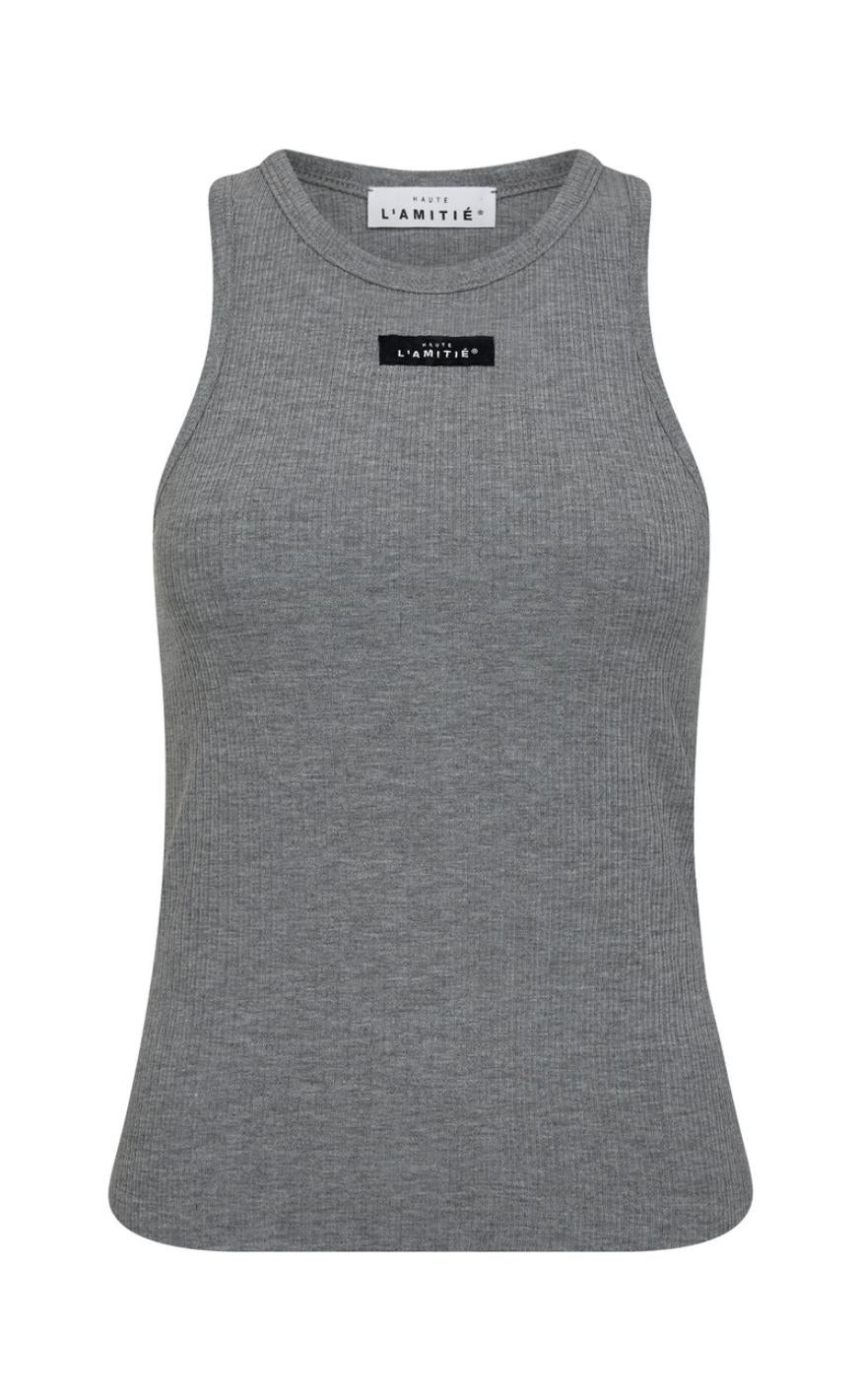 Haute   39 Amitié Tanktop Rib Badge Grey Melange