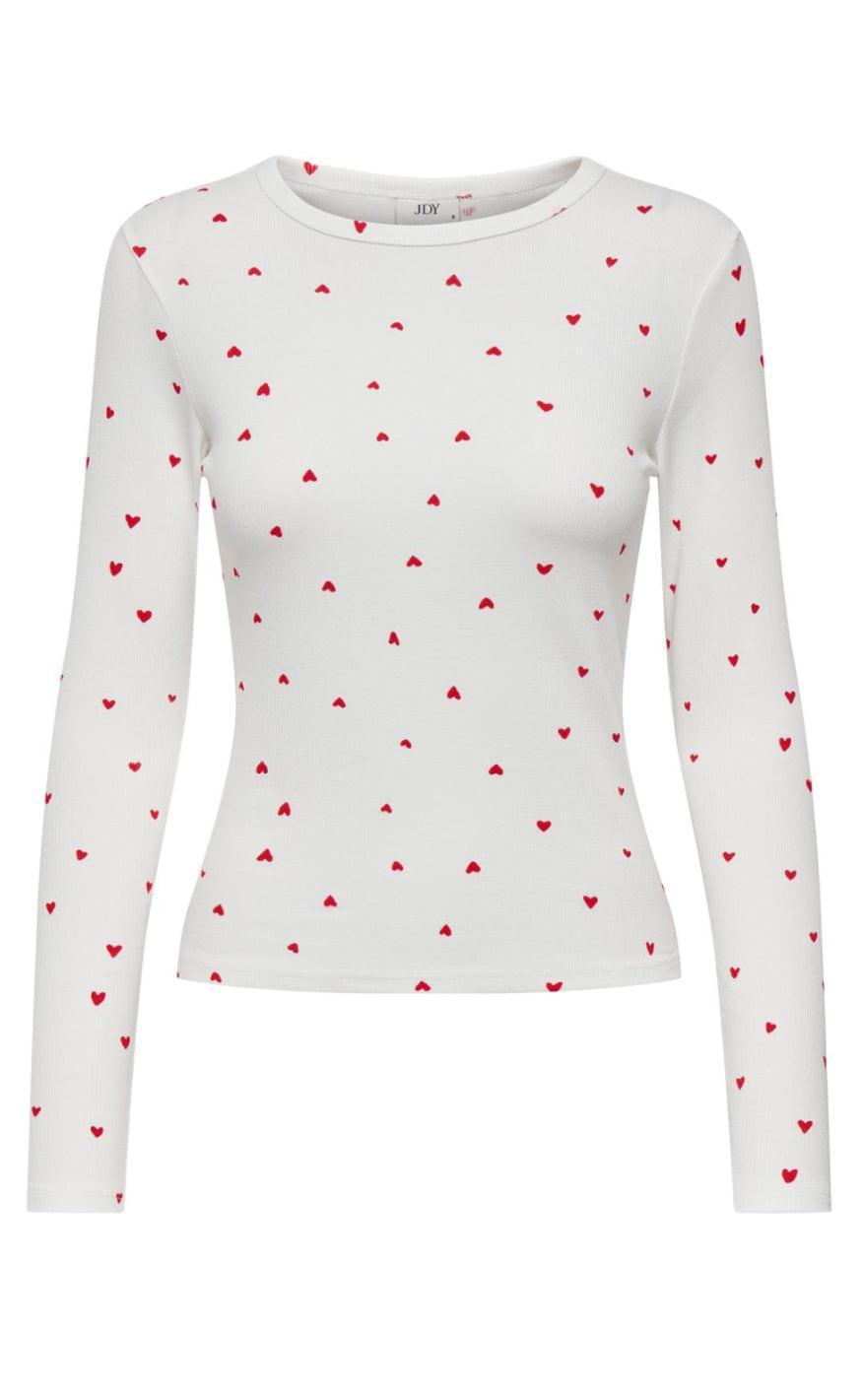 Jdy Bluse Sofia Cloud Dancer Chinese Red Heart