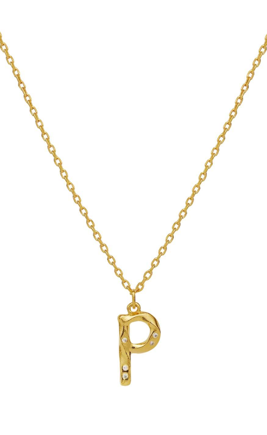 Maanesten Halskæde   Alphabet Gold Colour