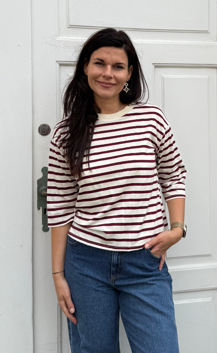 Marta Du Chateau  -shirt Brooklyn Beige Bordeaux