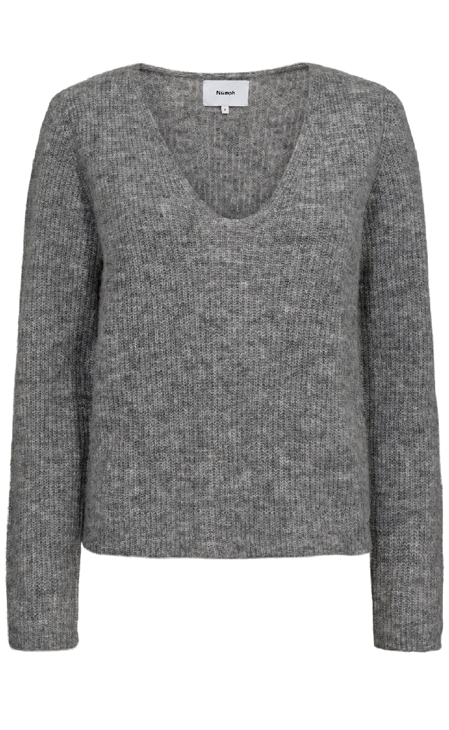 Nümph Pullover Riette Rib  -neck Medium Grey Mel