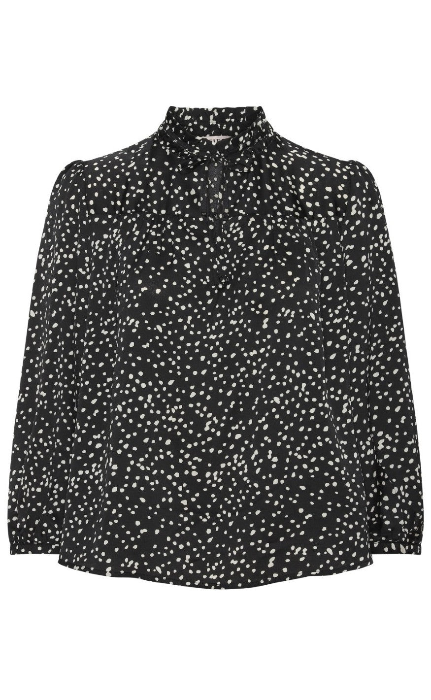 -view Bluse Jill Black With White Dots