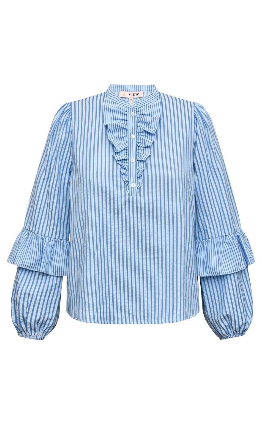 -view Bluse Karin Blue White Stripe