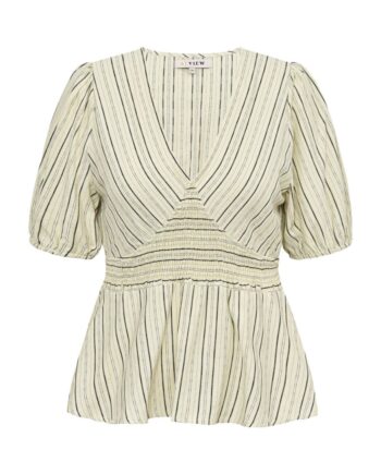-view Bluse Lassie Off White Black Stripe
