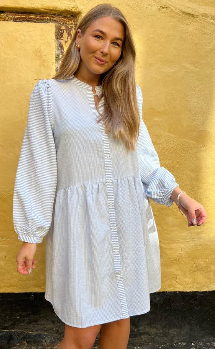 -view Kjole Solvej Light Blue White Stripe