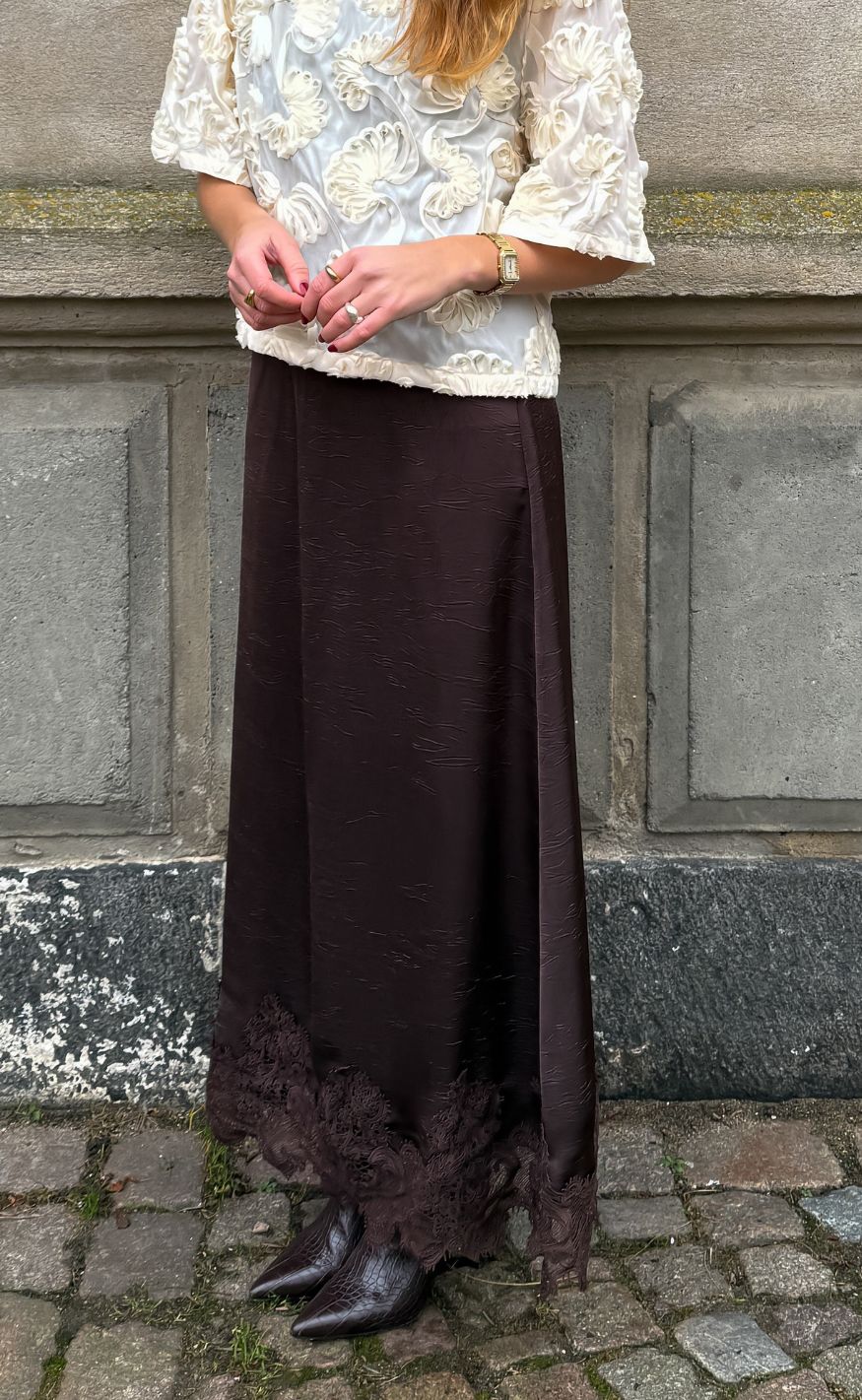 -view Nederdel Sinda Lace Dark Brown