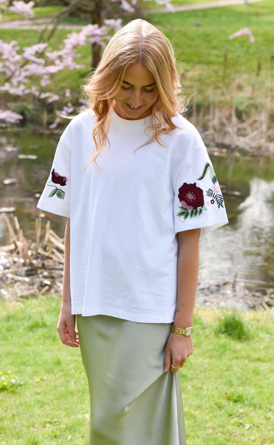 -view -shirt Best Double Flower White