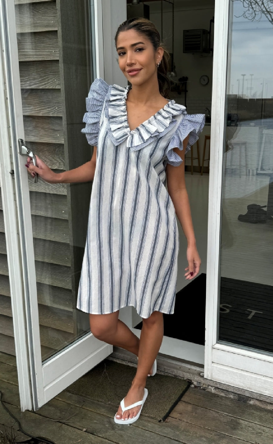 Aktiver Ikke Continue Kjole Tilde Blue Stripe Mix Aktiver Ikke