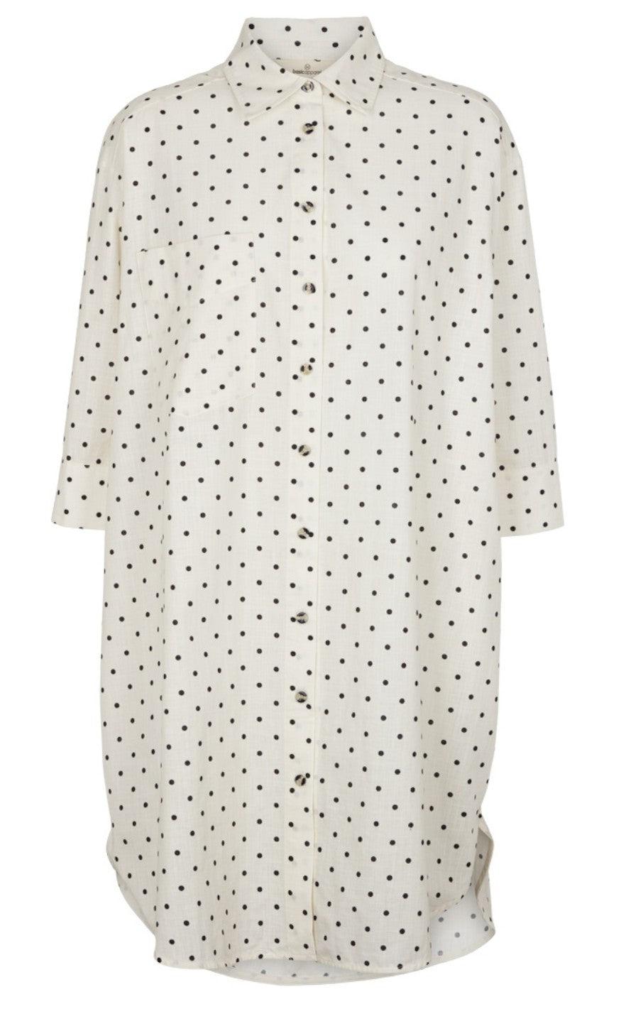 Basic Apparel Skjortekjole Nora Dot Off White Black