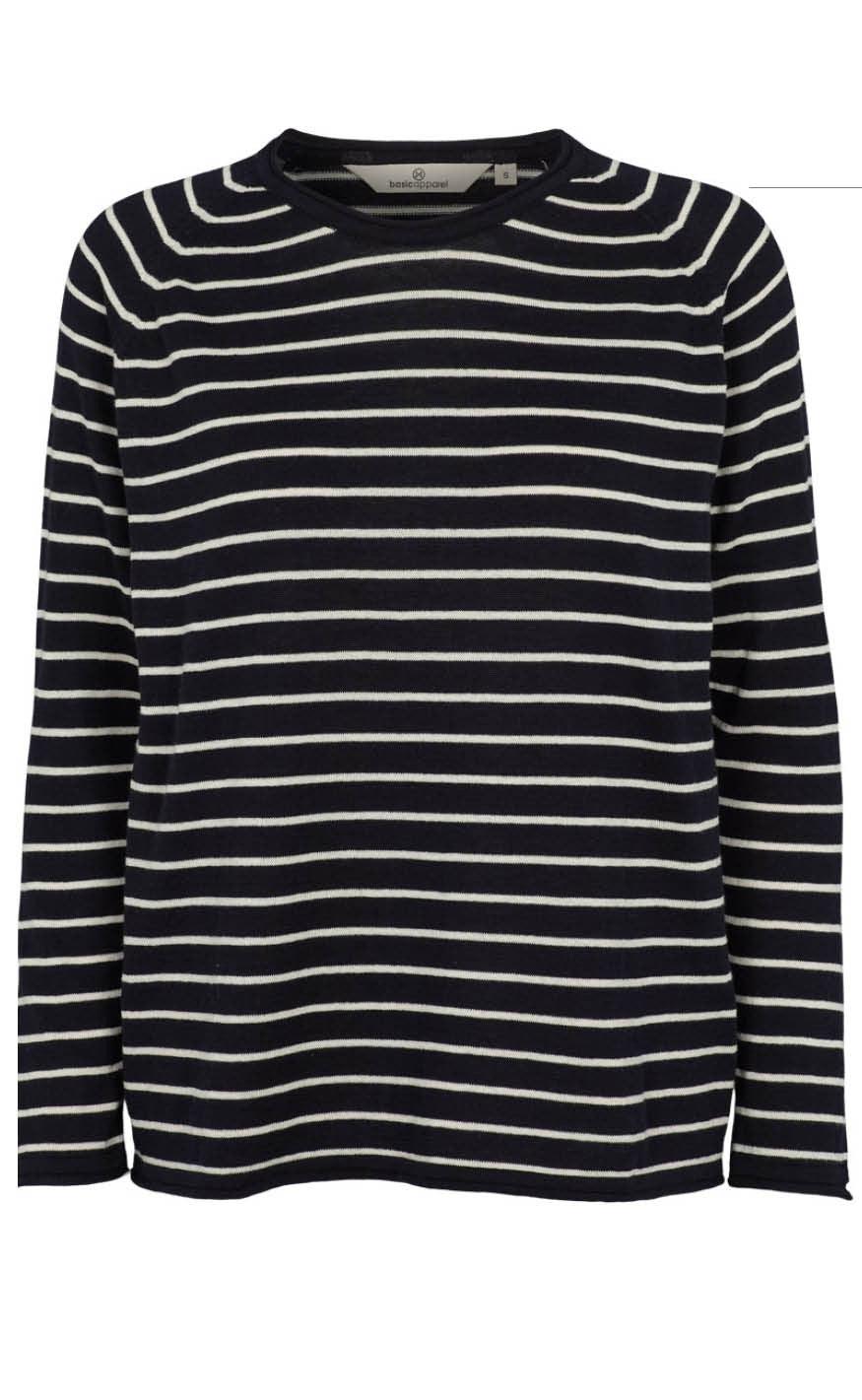 Basic Apparel Sweater Soya Stripe Whisper Navy White