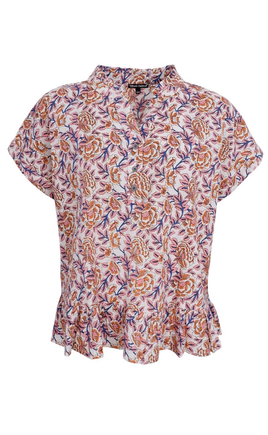 Black Colour Bluse Flora Ruffle Fairy Flower