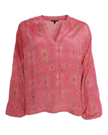 Black Colour Bluse Luna Argyle Pink