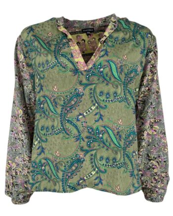 Black Colour Bluse Luna Kaftan Army Multi