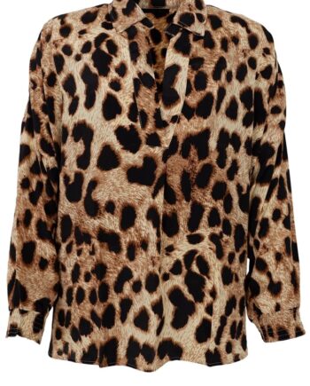 Black Colour Bluse Luna Kaftan Golden Leopard