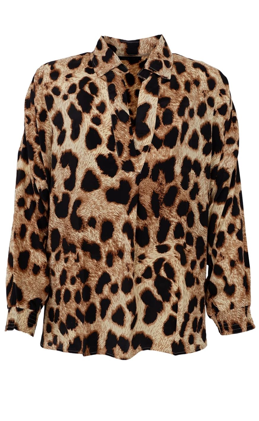 Black Colour Bluse Luna Kaftan Golden Leopard