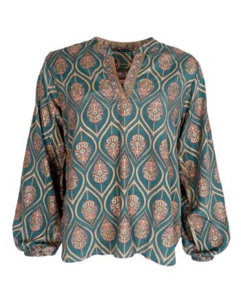 Black Colour Bluse Luna Kaftan Green Tulip