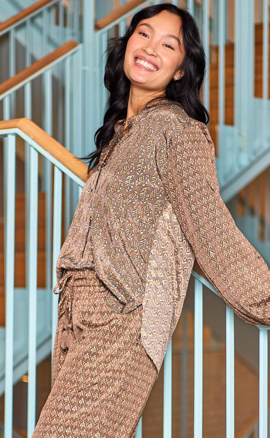 Black Colour Bluse Luna Nougat Multi