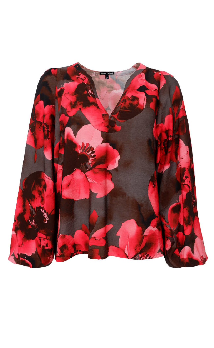 Black Colour Bluse Mio Red Flower