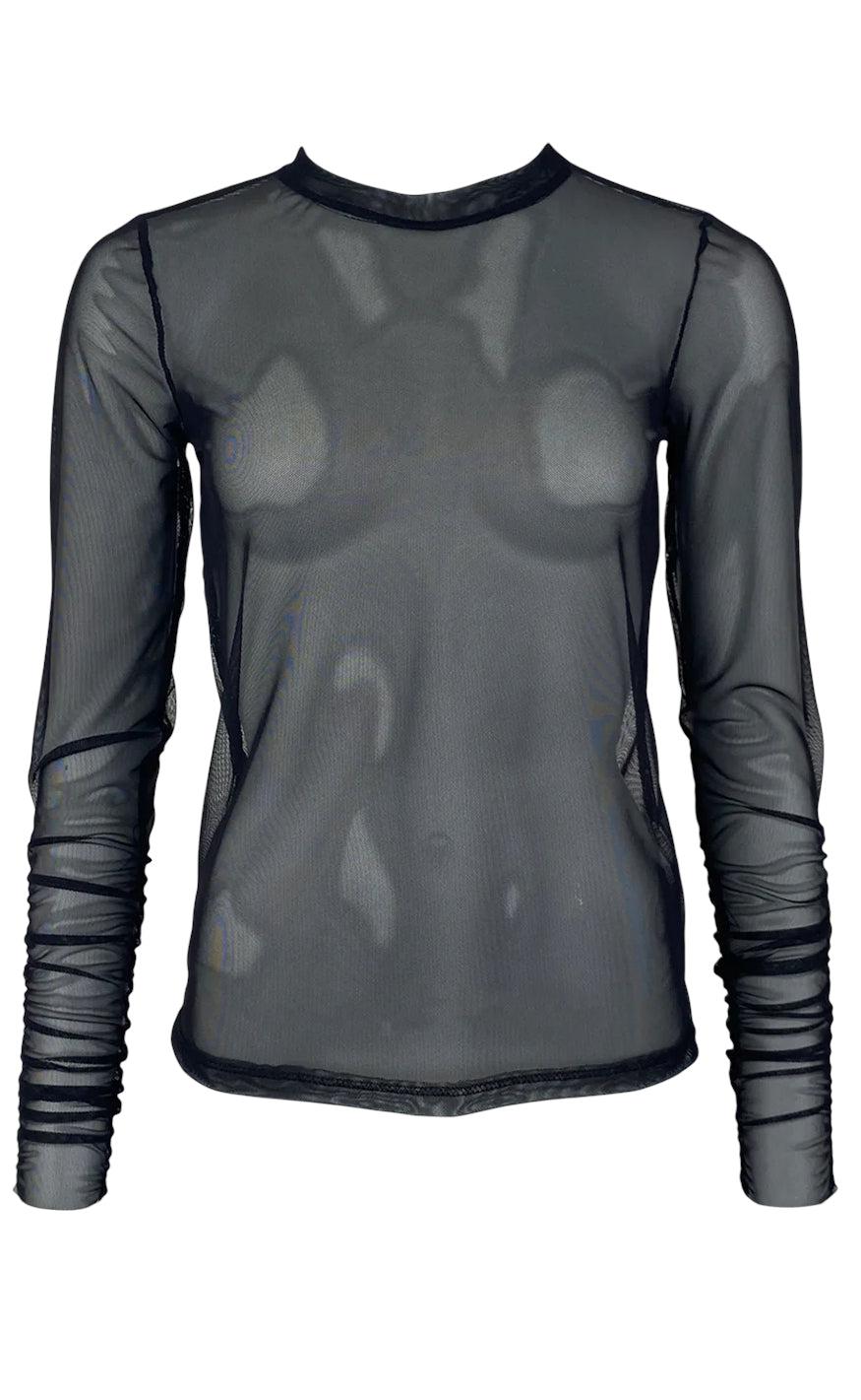 Black Colour Bluse Pisa Mesh Black