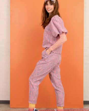 Black Colour Bukser Ester Chekered Pink