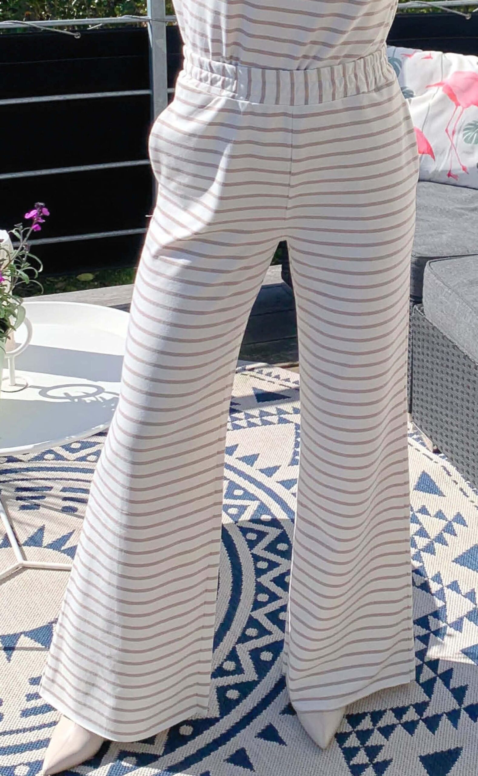 Black Colour Bukser Jamie Diy Beige Stripe