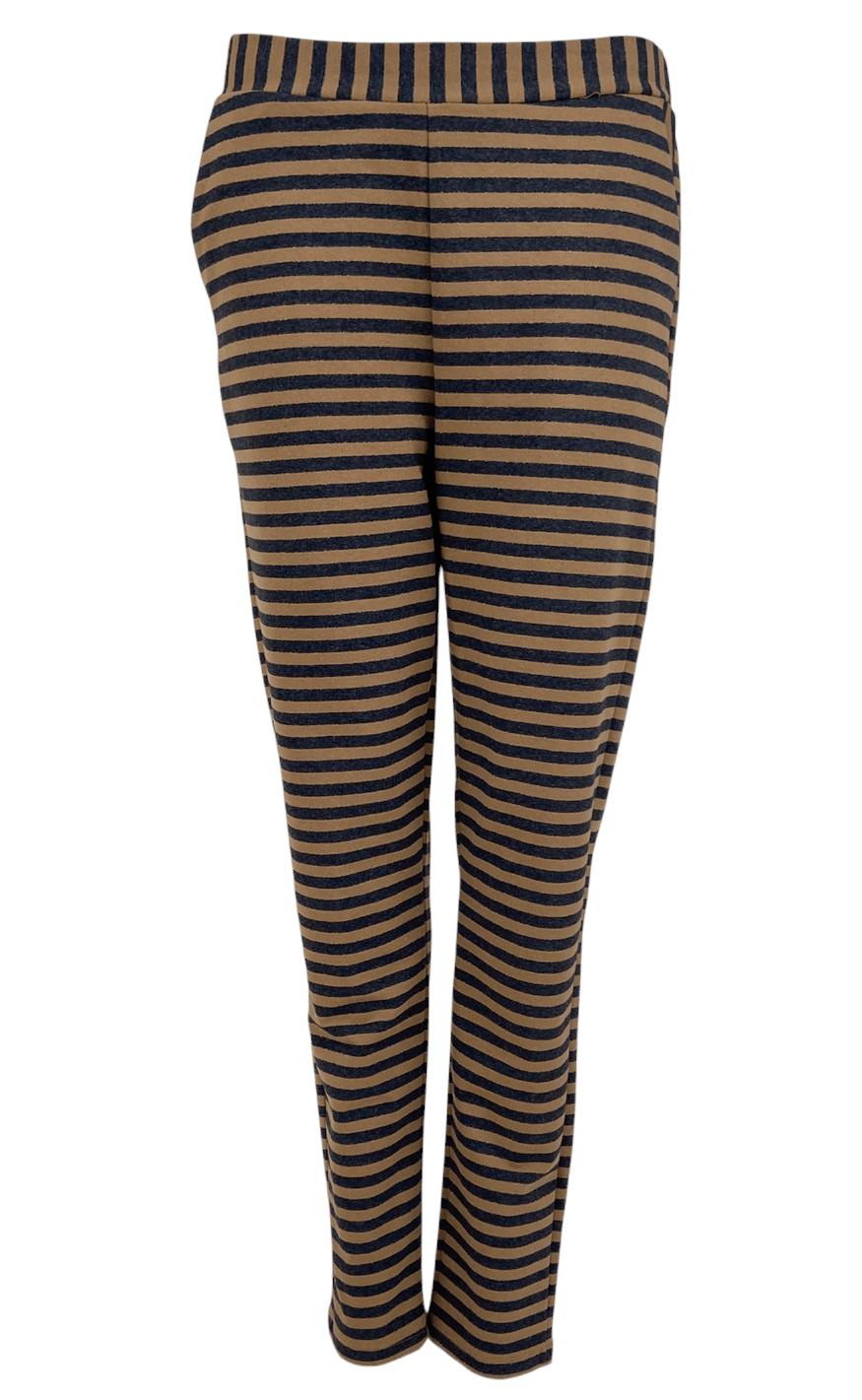 Black Colour Bukser Jessa Striped Camel