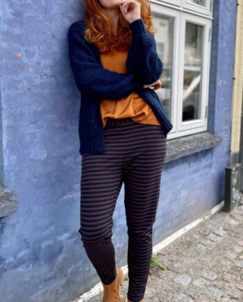 Black Colour Bukser Jessa Striped Navy