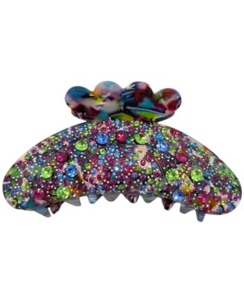 Black Colour Hårklemme Premium Rhinestone Multi Splash