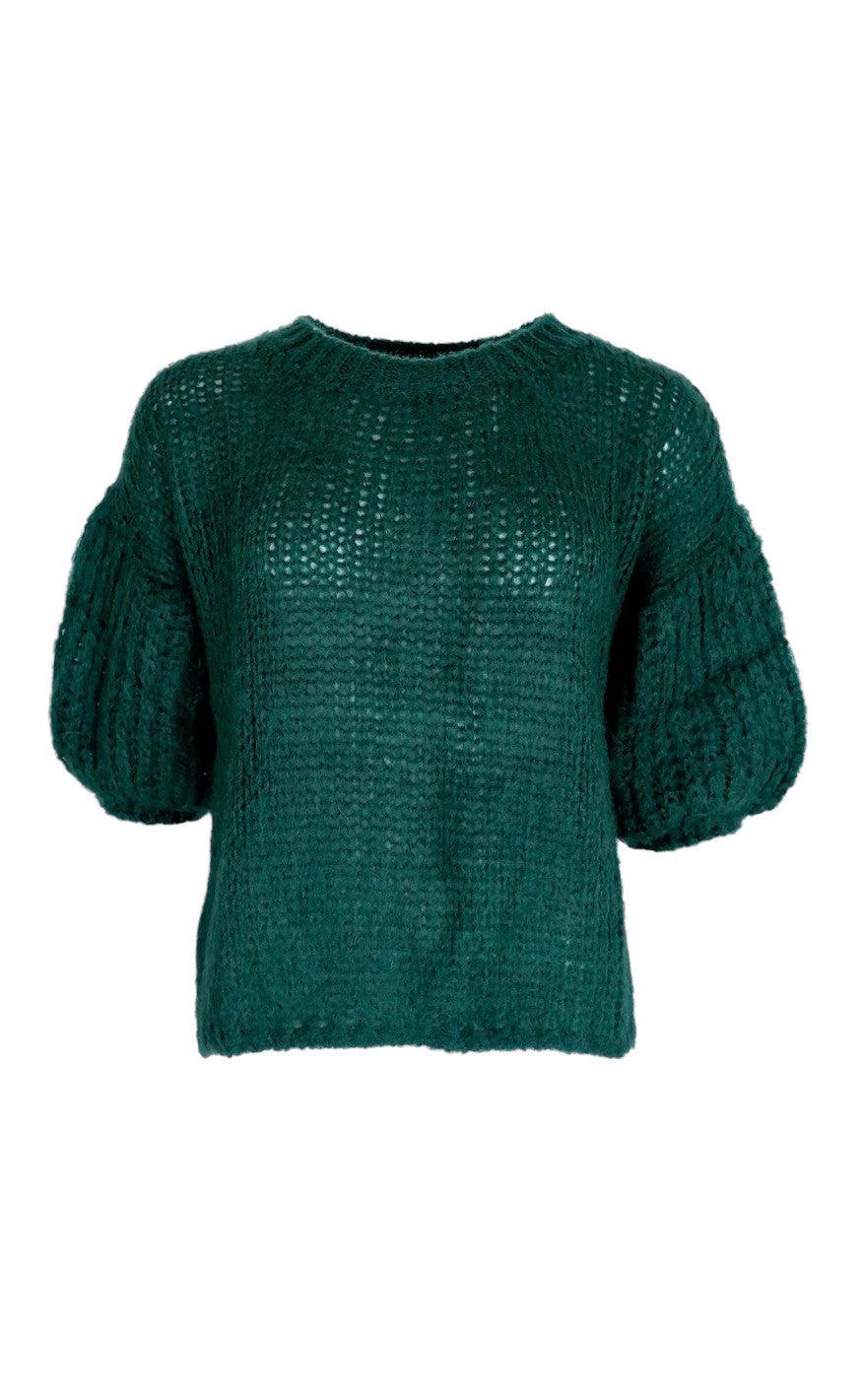 Black Colour Jumper Casey Puff Deep Green