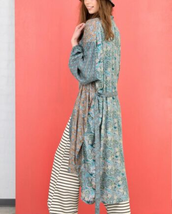 Black Colour Kimono Luna Multi Poetry Mint