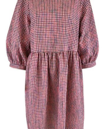Black Colour Kjole Ester Chekered Pink