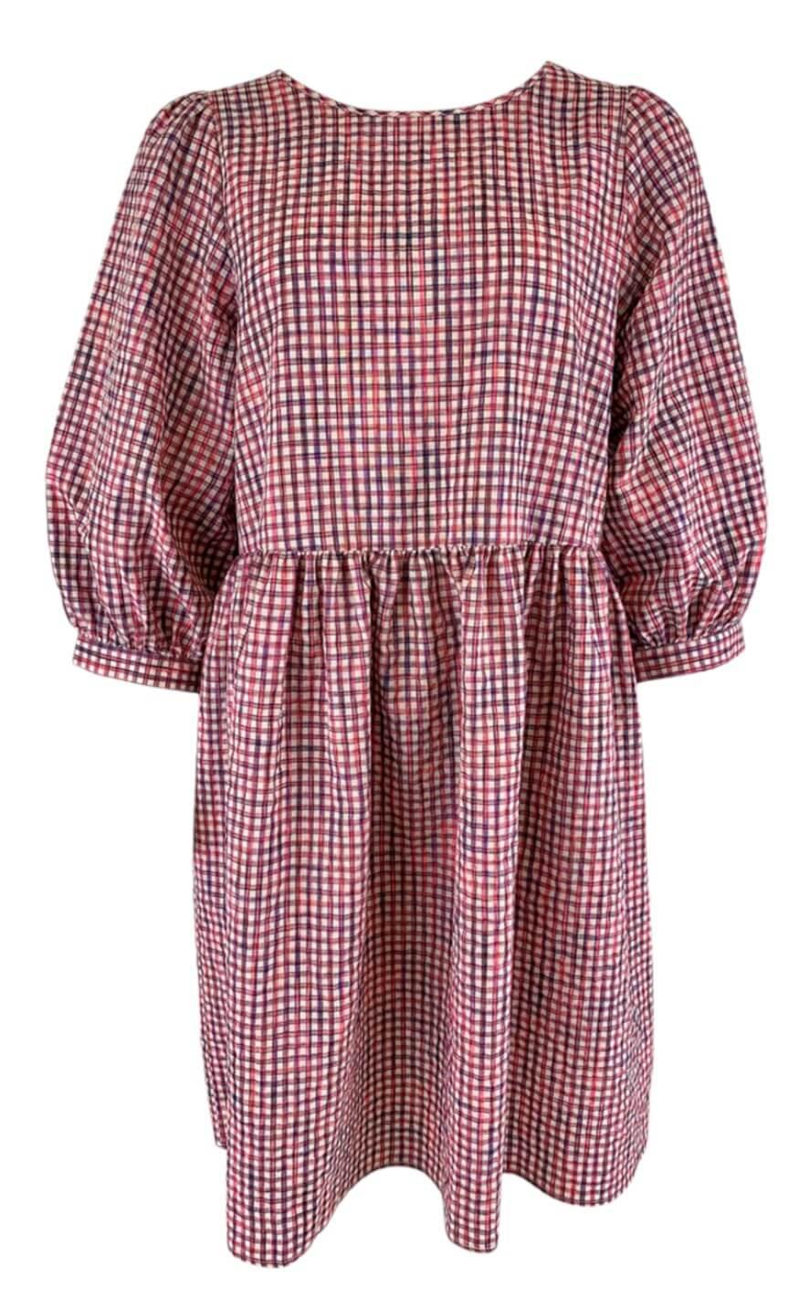 Black Colour Kjole Ester Chekered Pink