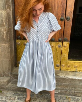 Black Colour Kjole Nel Striped Summer Blue