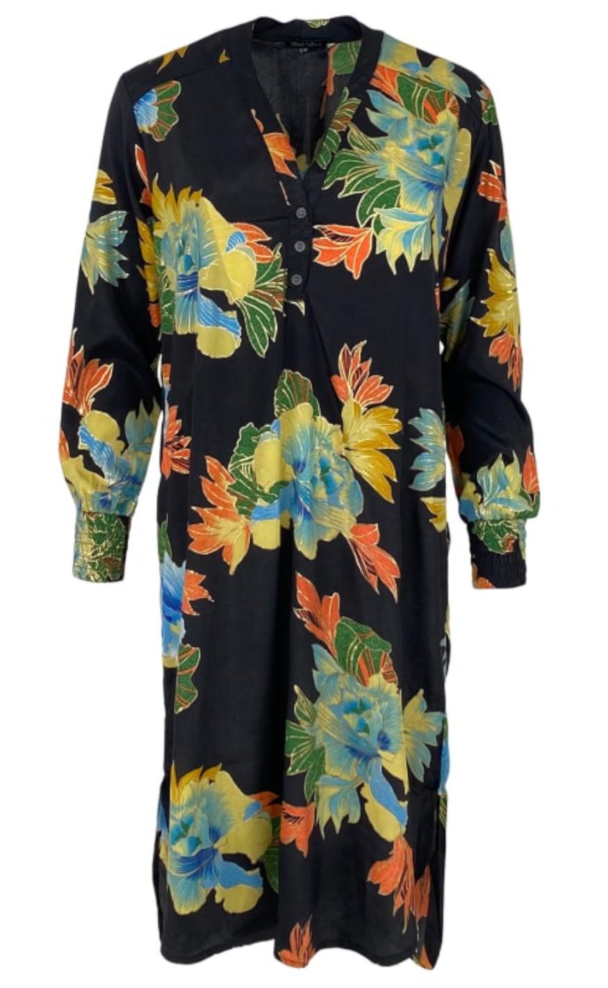 Black Colour Shirt Dress Luna Floral Black