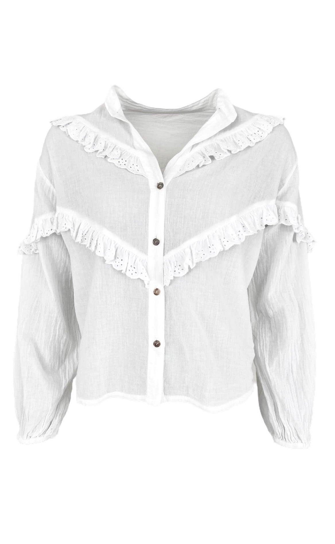 Black Colour Skjorte Berta Lace White