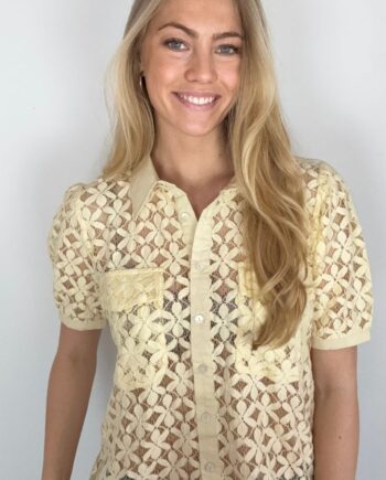 Continue Bluse Charlotte Lace Ss Light Yellow