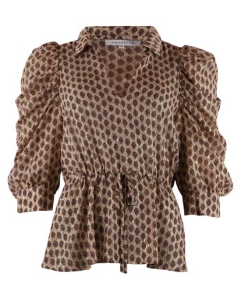 Continue Bluse Cita Golden Foil Print Sand