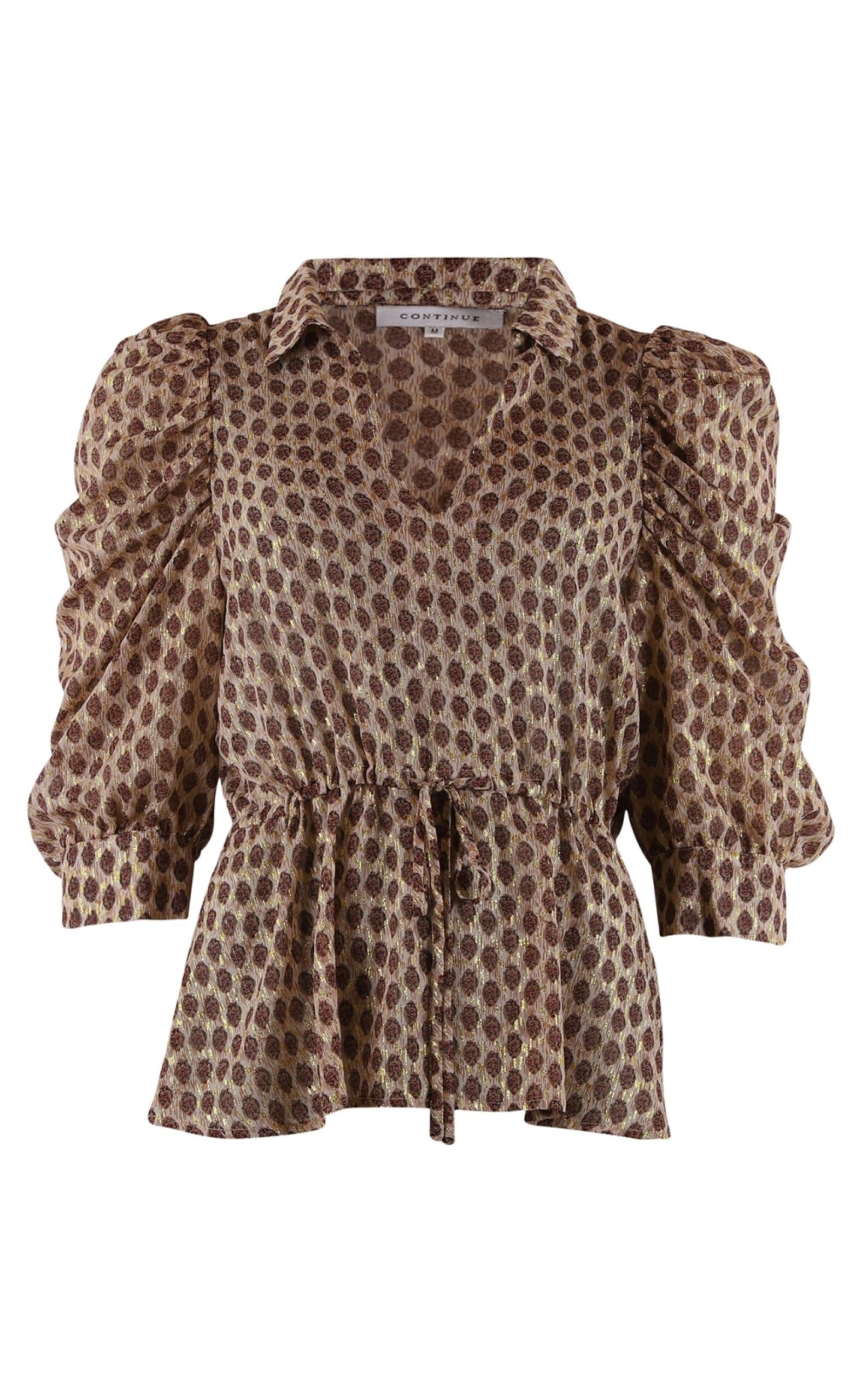 Continue Bluse Cita Golden Foil Print Sand