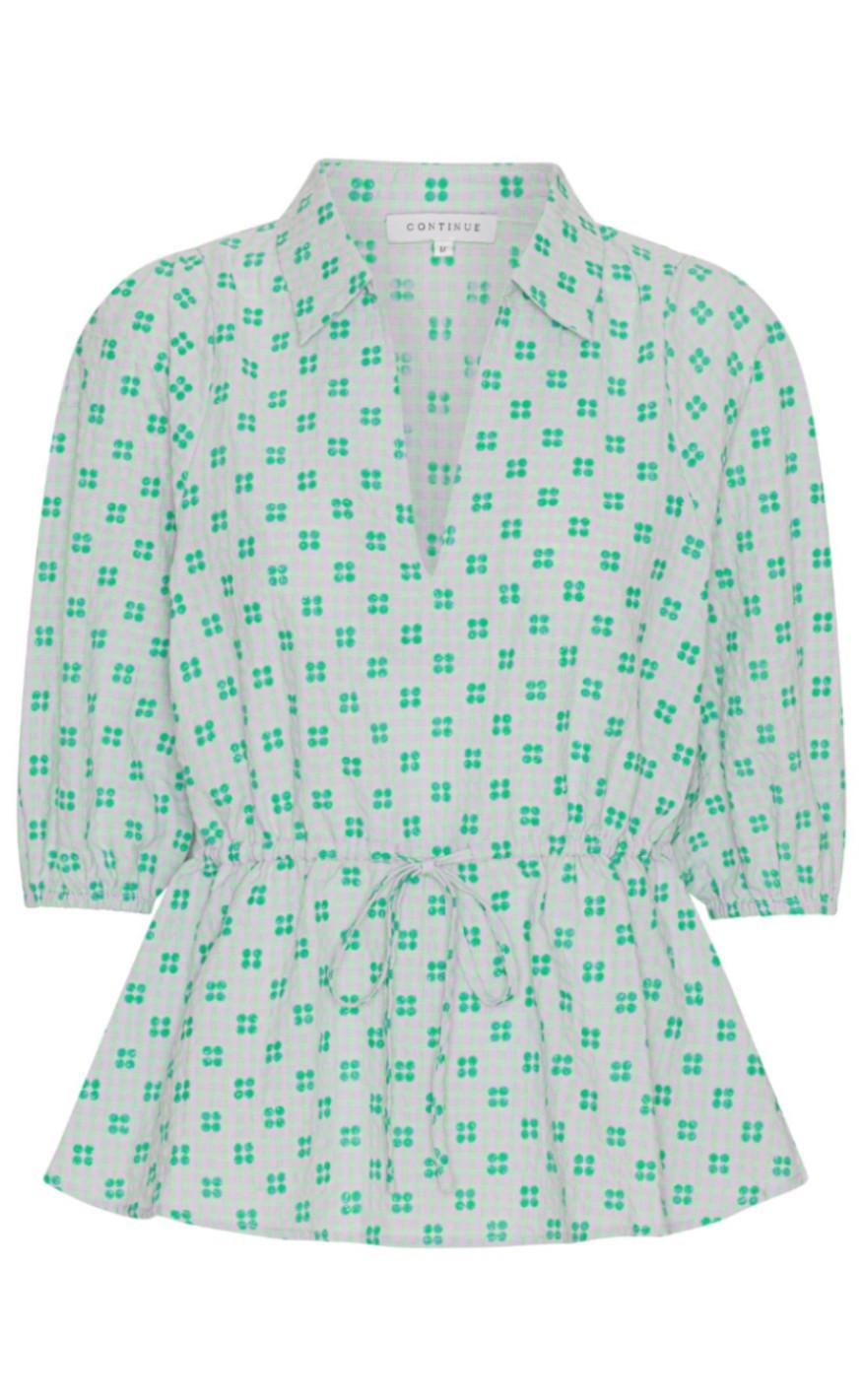 Continue Bluse Cita Sand Green Flower