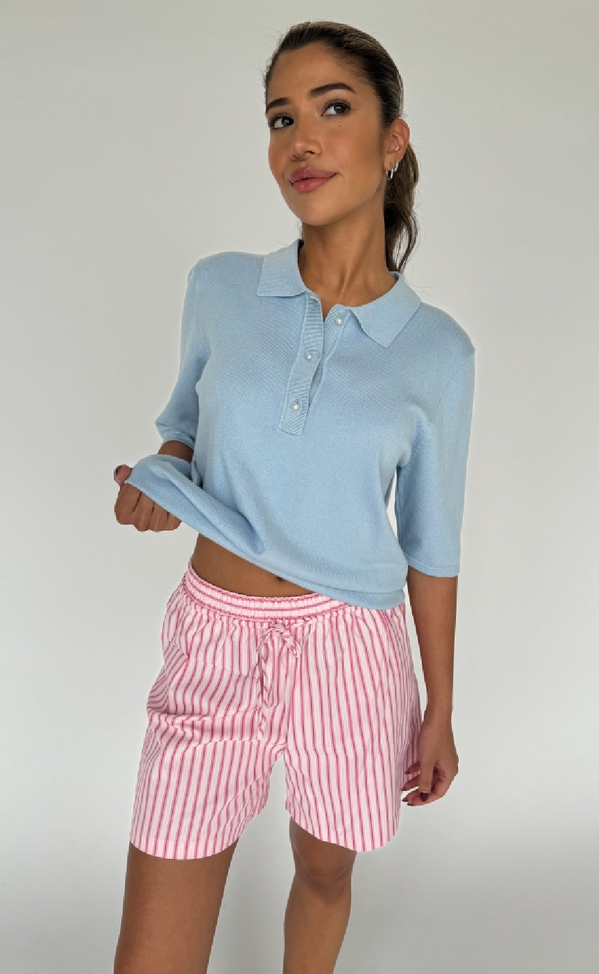 Continue Bluse Diane Polo Light Blue