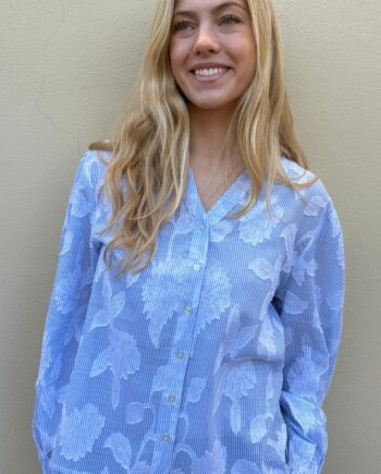 Continue Bluse Iris Emb Blue Stripe
