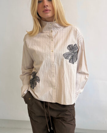 Continue Bluse Jessie Embroidery Sand Stripe