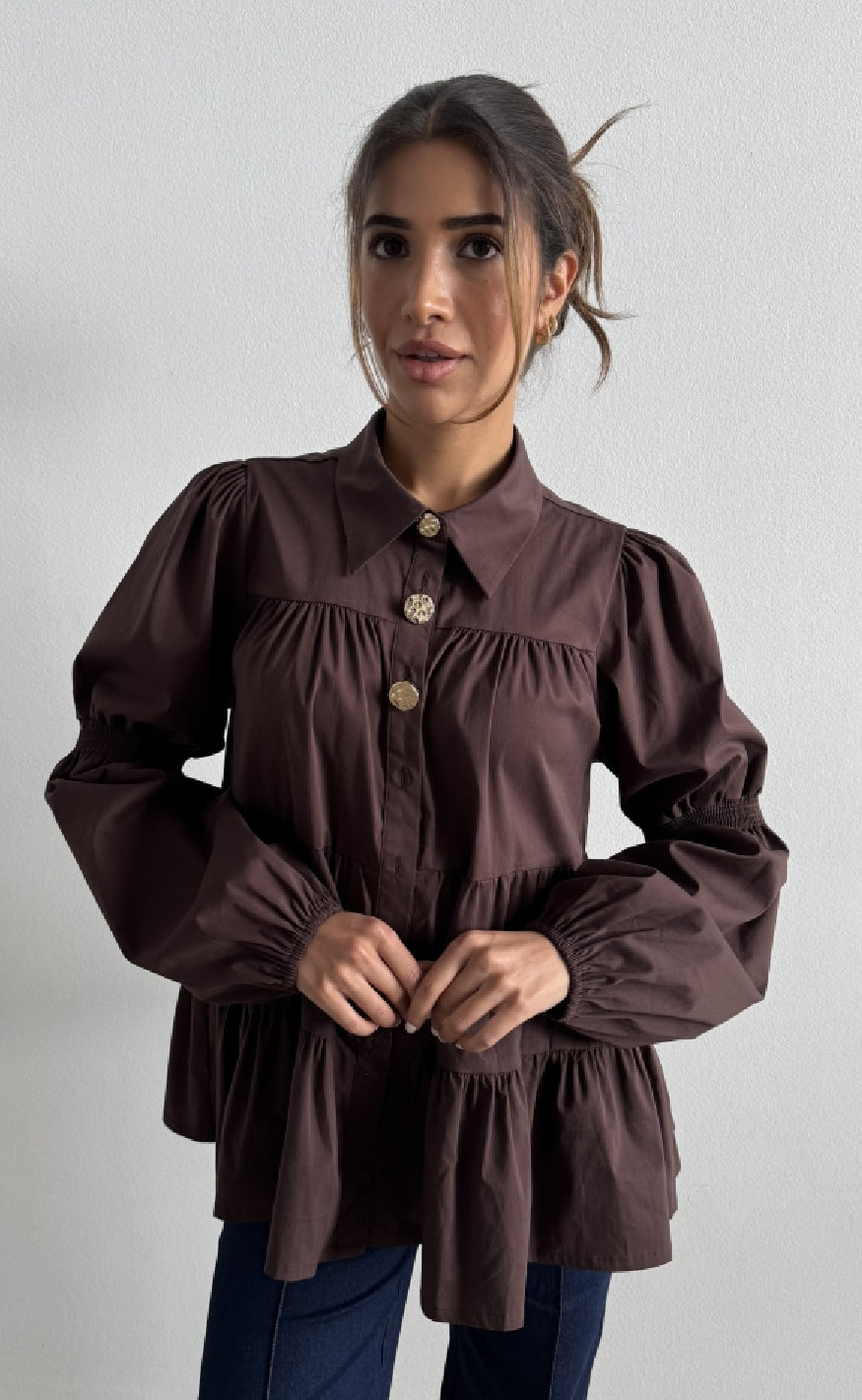 Continue Bluse Sanna Dark Brown