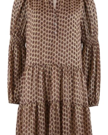 Continue Kjole Annika Gold Foil Print Sand