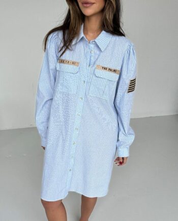 Continue Kjole Mili Stripe Patch Blue Stripe