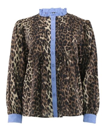 Continue Skjorte Chania Leo Print Chambray