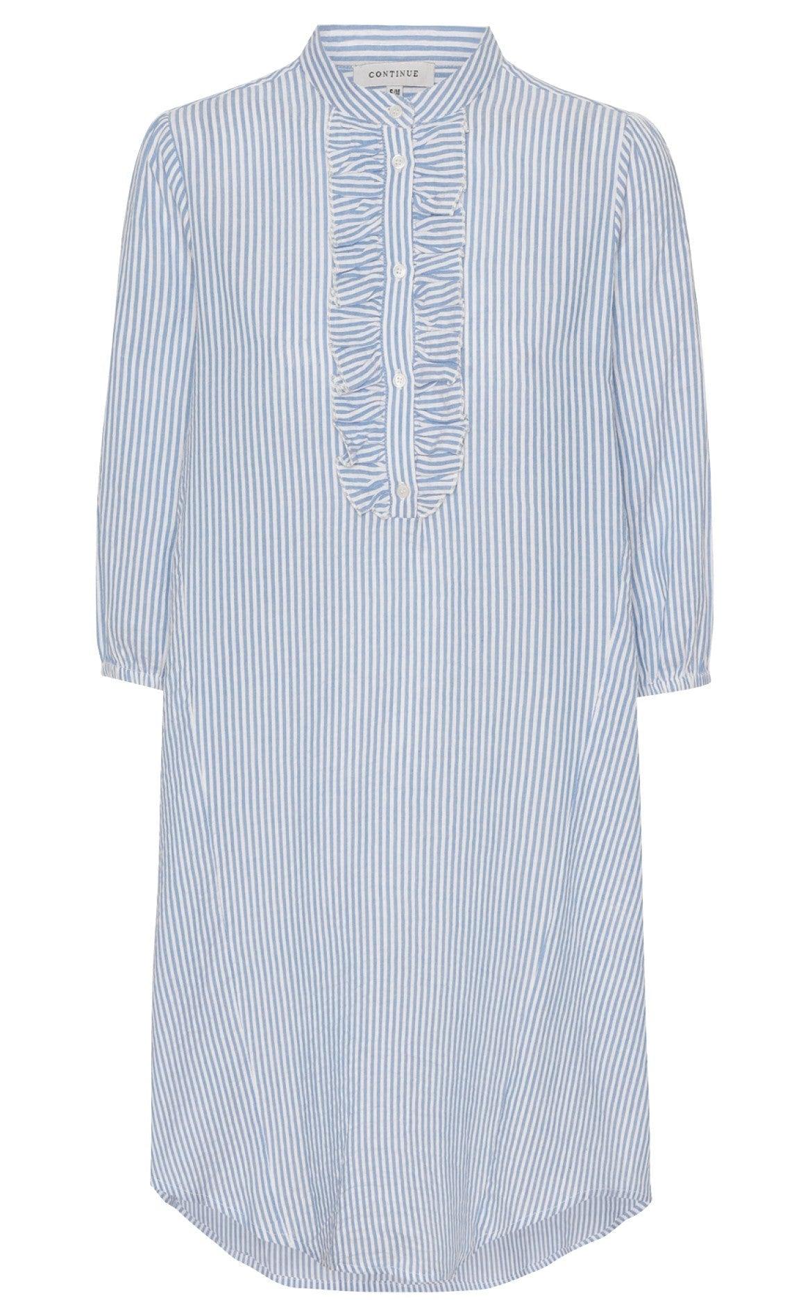 Continue Skjorte Perle Long Blue White